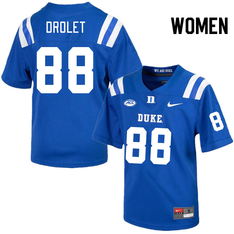 Women #88 Vincent Drolet Duke Blue Devils College Football Jerseys Stitched Sale-Royal - Click Image to Close